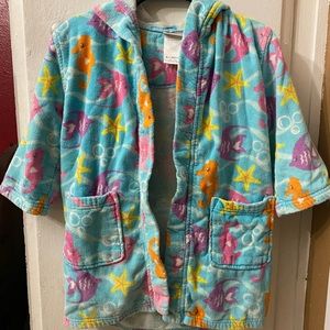 Toddler Bathrobe with seahorse, fish and stars design